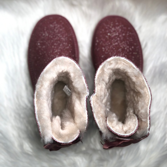 UGG Women's Mini Bailey Bow Sparkle Pink Boot - Picture 7 of 8